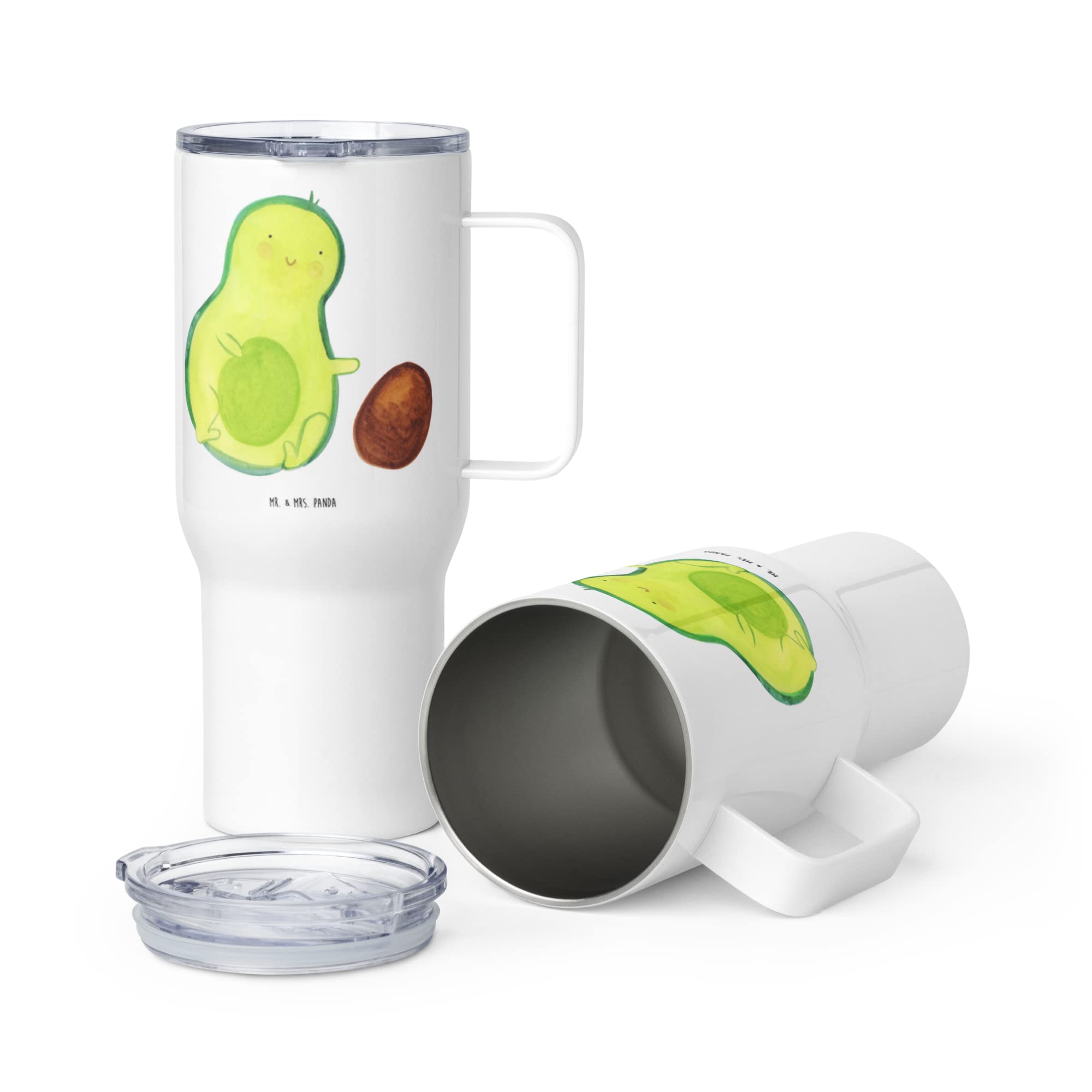 Mr. & Mrs. Panda thermosbecher Avocado Kern rollt - Geschenk, Mehrweg-Kaffeebecher, Kaffee-to-go-Becher, Liebe, Geburt, To-Go-Becher, glücklich, Schwangerschaft, Thermobecher, Baby, Isolierbecher