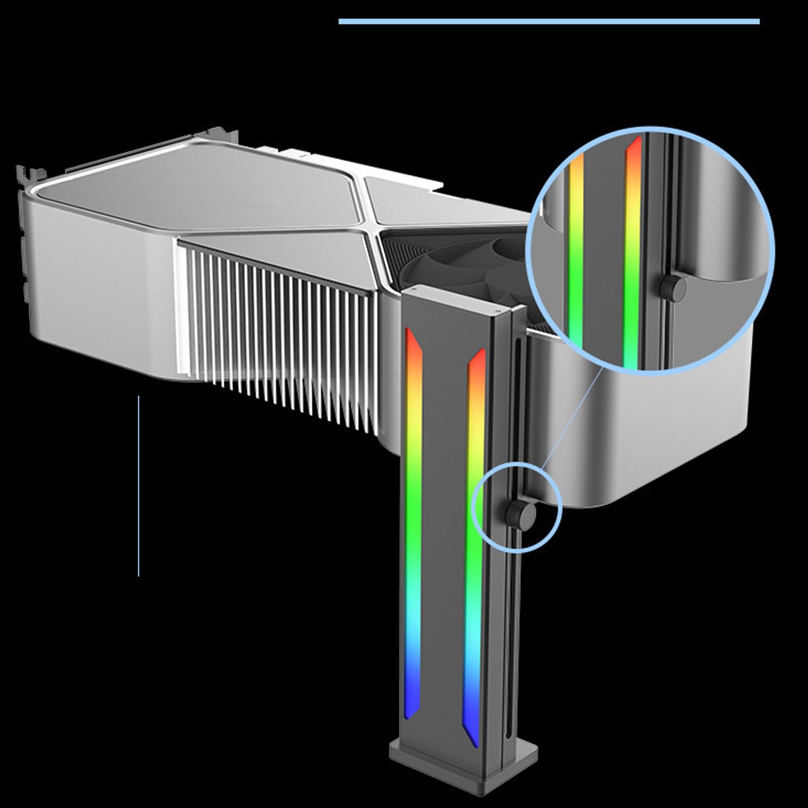 Staffa di Supporto GPU ARGB Base Magnetica in Lega di Alluminio Supporto GPU Regolabile Scorrevole per Scheda Grafica Desktop Forte Supporto per PC da Gioco (Negra)