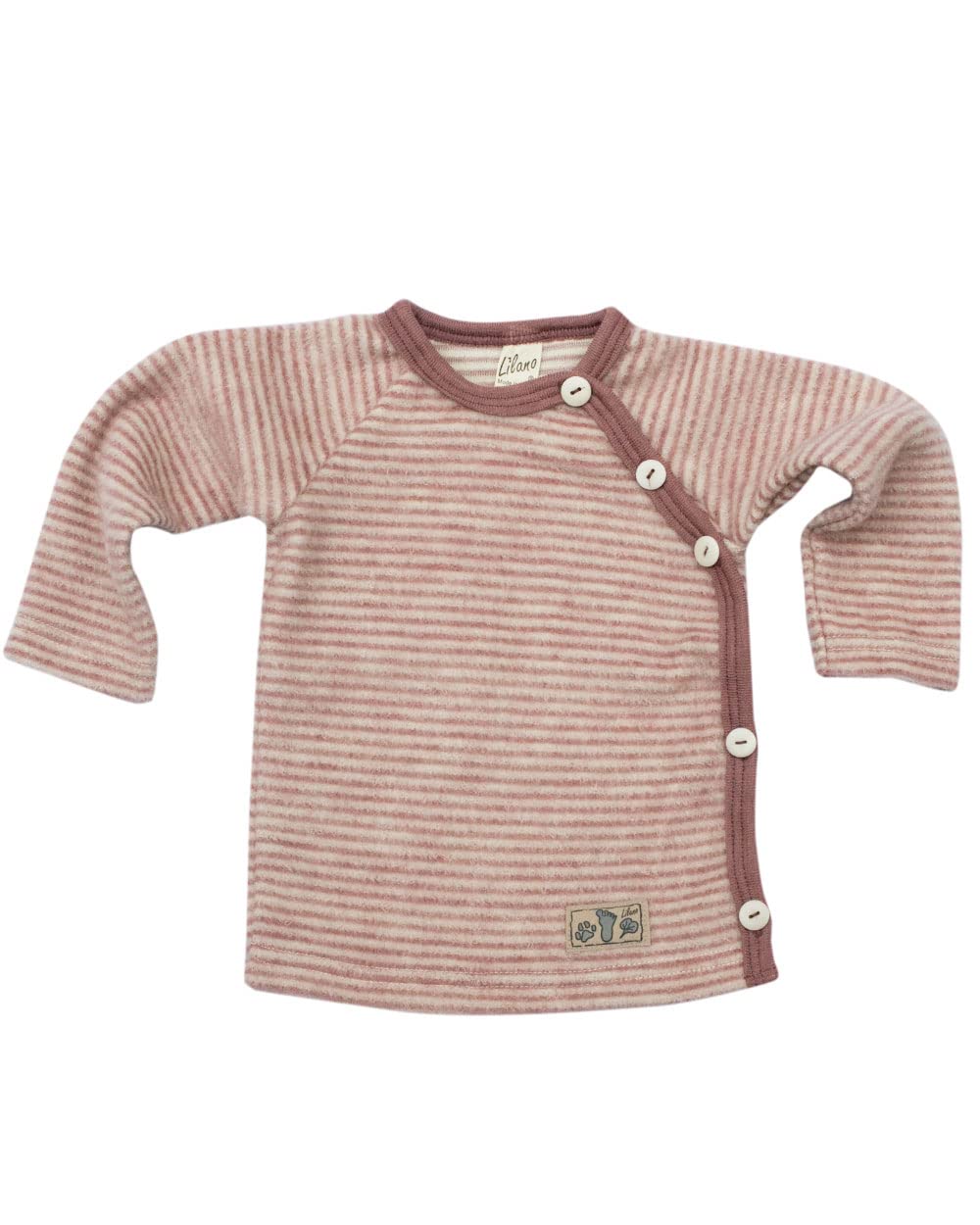 Lilano, Baby Wrap Jumper, 100% Wool Terry Fleece (kbT), Mauve/natural, 68 cm