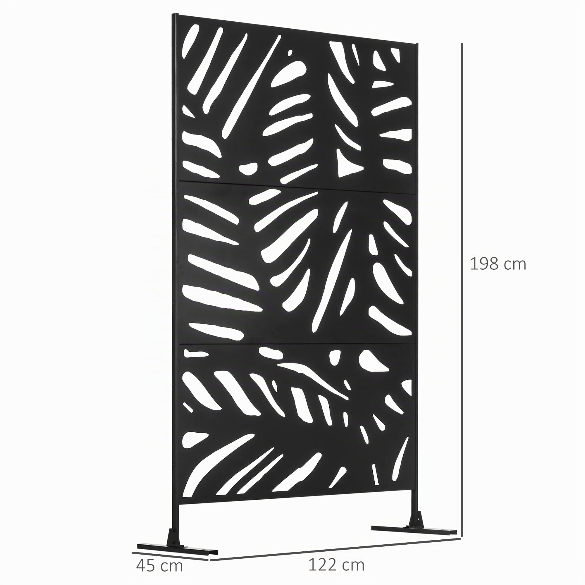 Outsunny Lot de 2 Panneaux Brise Vue Extérieur Décoratif 122x45x198cm Noir