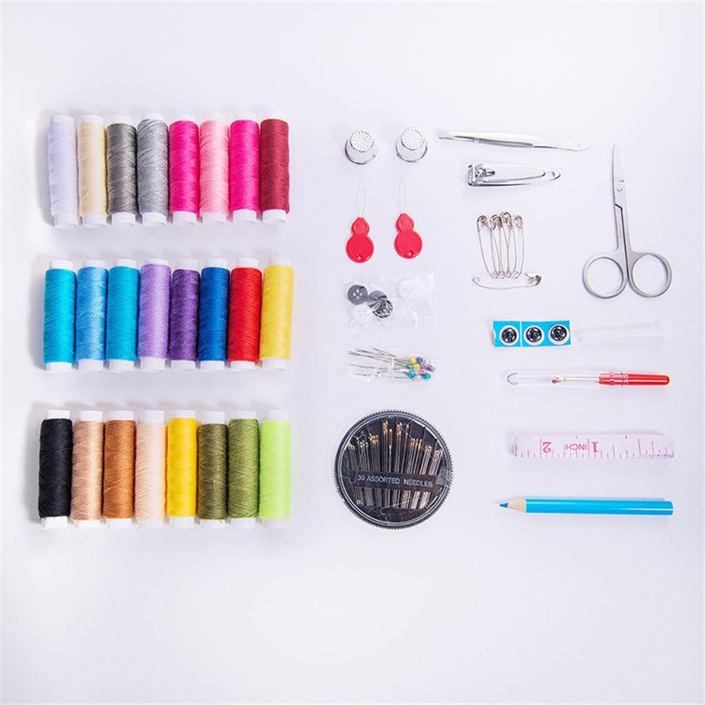 Caja de Costura con 24 Rollos de Hilo, Kit de Costura Multifuncional, Caja de Almacenamiento para Hilo de Coser