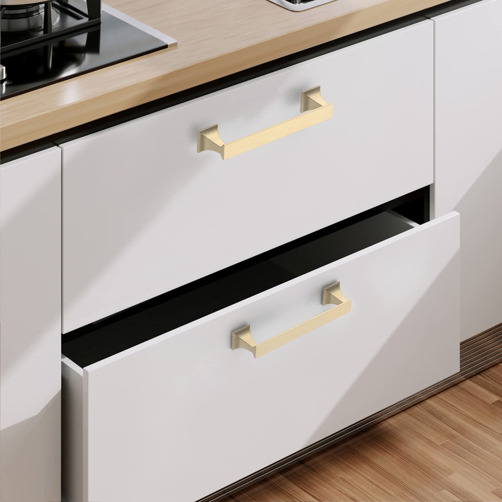 9BUILD 10 maniglie per armadietti da cucina in oro spazzolato, maniglie per armadietti da cucina, maniglie dorate, maniglie per armadietti, cassettiere, maniglie in ottone
