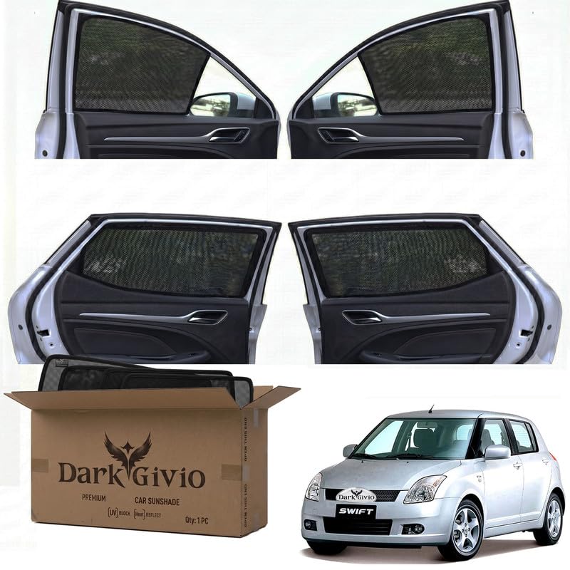 Image of Car Window Sun Shade Protector for Swift T 1 | Exact Fit Non-Magnetic Half Cut Sunshade (Set of 4 /6) | UV Blocker Side Window Car Curtains & Interior Accessory
