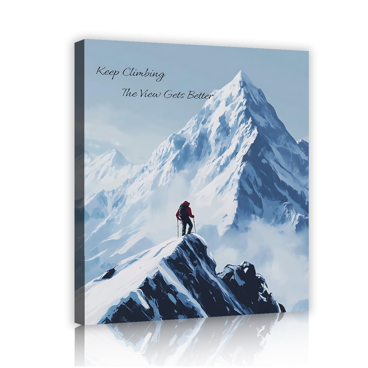 SHENGPOSTER Inspirational Canvas Wall Art Posters Winter Mountaineering Nature Scenery Wall Prints Keep Climbing Canvas Pictures for Study Office Innerframe 50x65cm