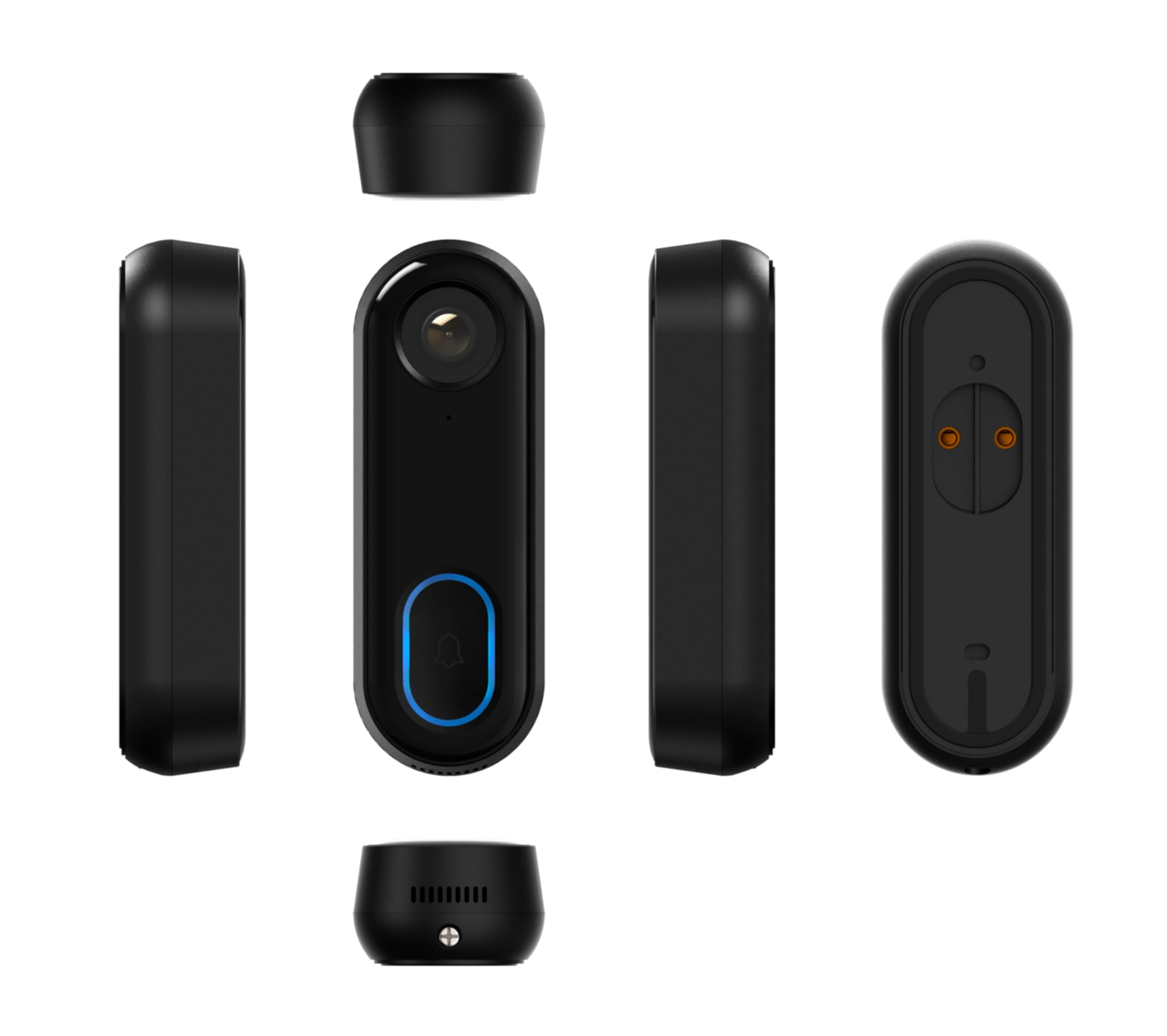 CALEX Sonnette vidéo de sécurité Intelligente Full HD 1080p avec contrôle par Application, Audio bidirectionnel, Vision Nocturne, détection de Mouvement, Stockage Cloud et SD, étanche, Comprend Un