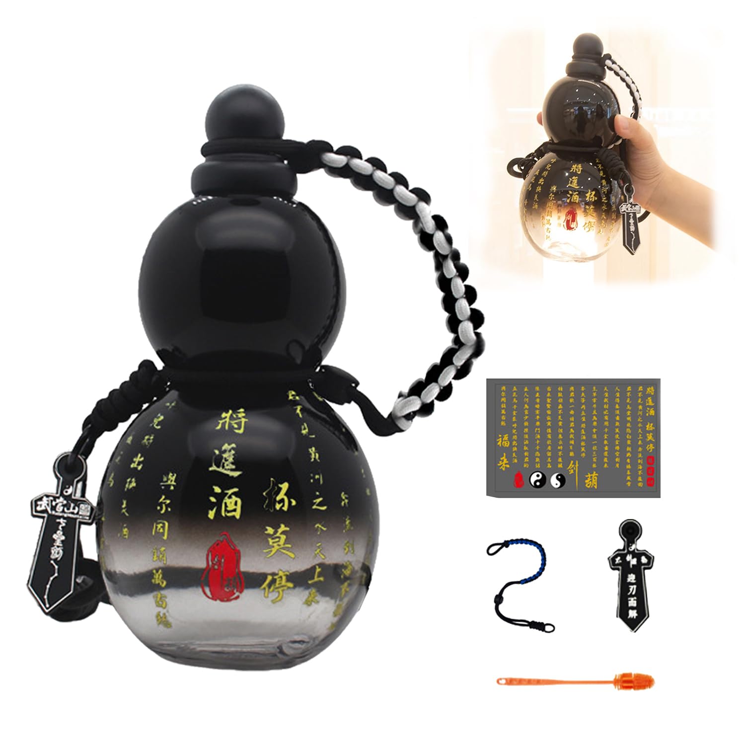 HOVTOIL Gourd Water Bottle, 28oz Gourd Shape Sports Water Bottle, Monkey King Wu Kong Gourd Bottle,Chinese Vintage Gourd Travel Gourd Water Flask,Cup