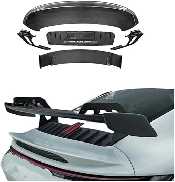 Compatible For Porsche 911 992 Carrera Carbon Fiber Tail Fins Rear Trunk Spoiler Guide Wing Diverter Car Accessories Body KitFRP Matte Black