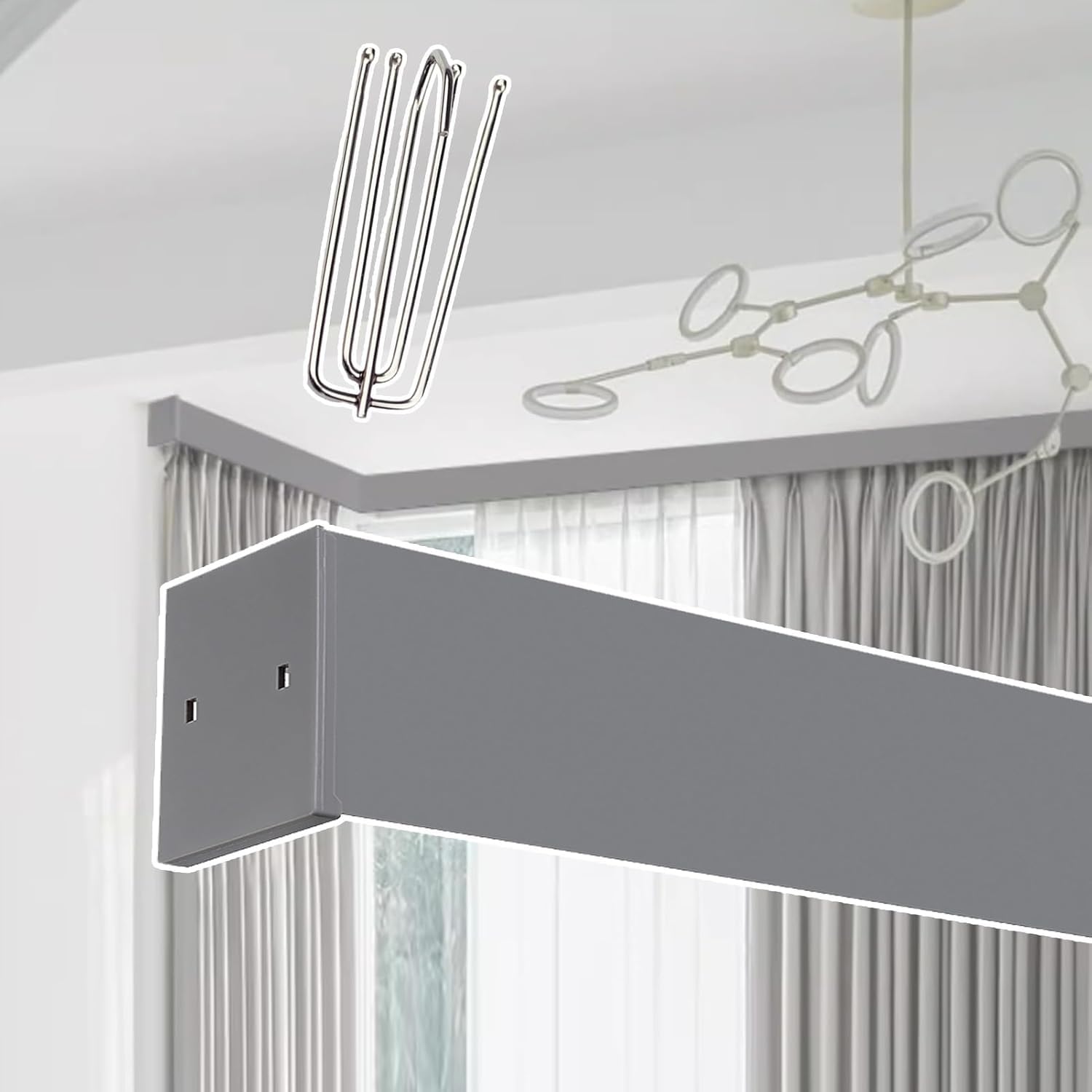Montowana na suficie szyna do zasłon z pojedynczą szyną – aluminiowy drążek do cięcia do cichego przesuwania się w sypialni i kamperze – długość 100 cm łatwa instalacja
