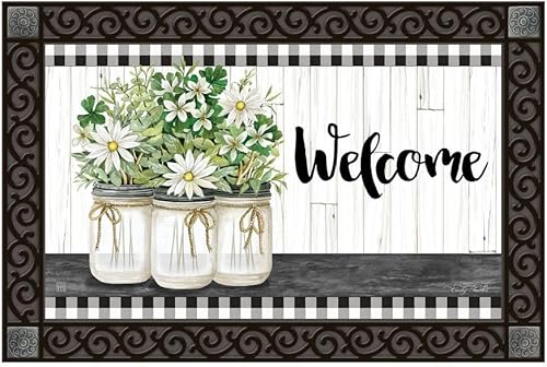 Studio M Welcome - Tapete intercambiable para todo tipo de clima, parte trasera de goma reciclada ecológica de 30 x 18 pulgadas, diseño de