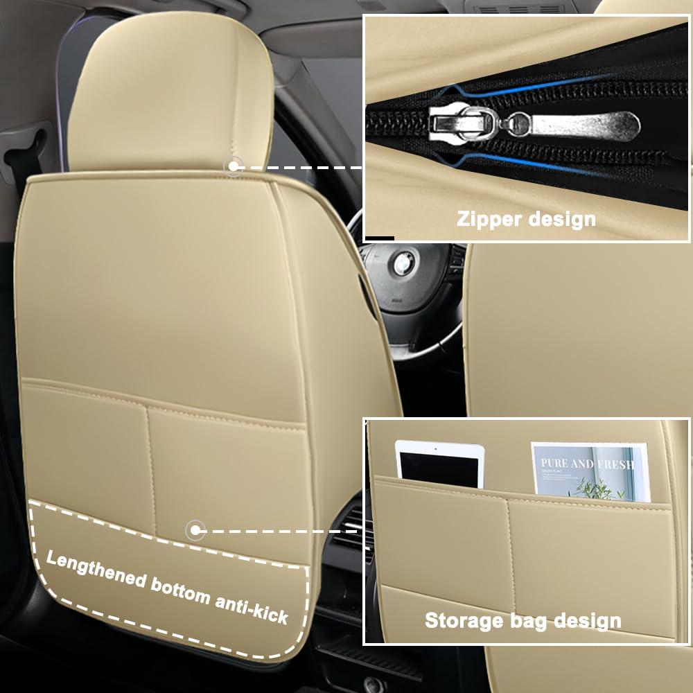 NCCLOVELY Car Seat Covers for Chevrolet Spark 2013-2022,Waterproof Leather Seat Covers 2-Seats Standard,Car Interior Accessories with Airbag,Car Seat Protectors for Spark(Beige)