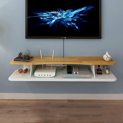 Amazon フローティングシェルフ壁掛け式メディアtvコンソールフローティングオーディオ ビデオtv スタンドケーブルボックス用コンポーネントシェルフルーターリモコンdvdプレーヤー サイズ 100cm Cj Win テレビ壁掛け用部品