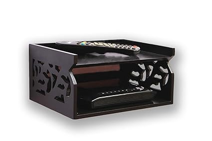 Dime Store Engineered Wood Set Top Box Stand TV Stand WiFi Router Rack Wall Shelf for Living Room Stylish Hanging Rack Organizer Shelf Furniture (Black-)