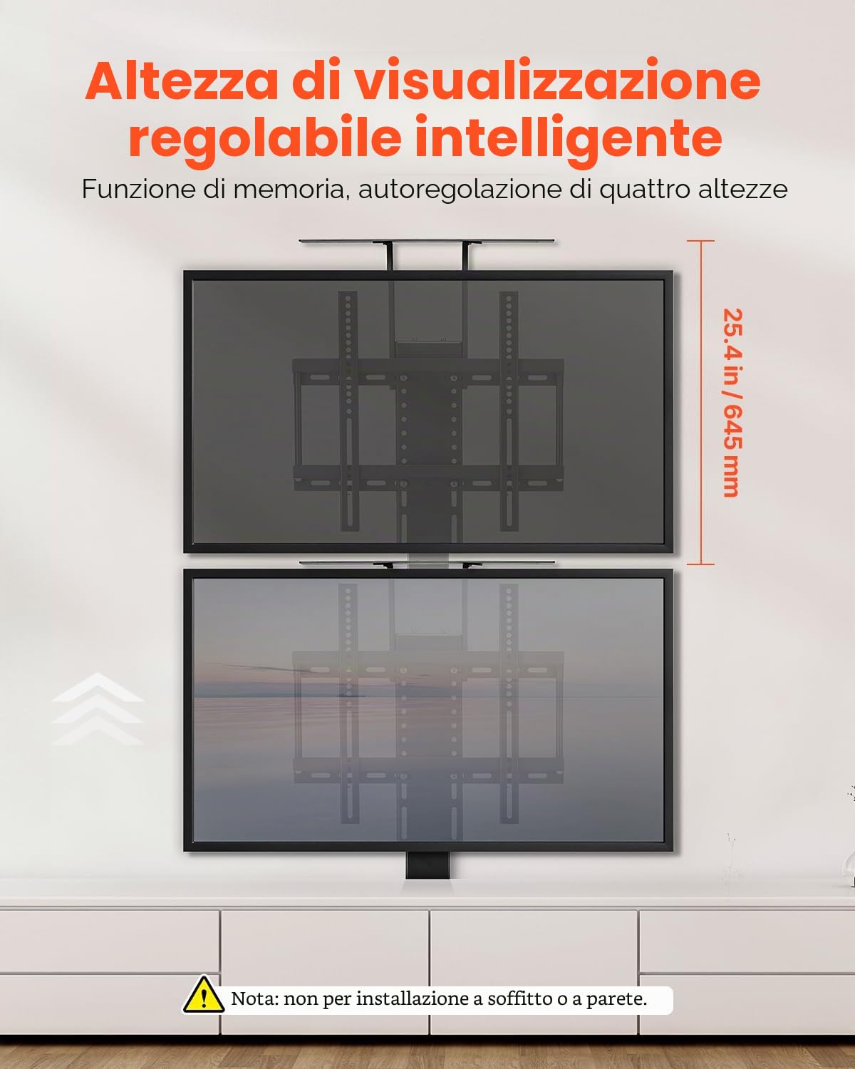 VEVOR Supporto TV Motorizzato Staffa Supporto per TV Capacità di Carico max. 60 kg, Telaio TV Elettrico Verticale a Sollevamento di Altezza con Telecomando per TV 813-1397 mm con VESA 40x40 cm