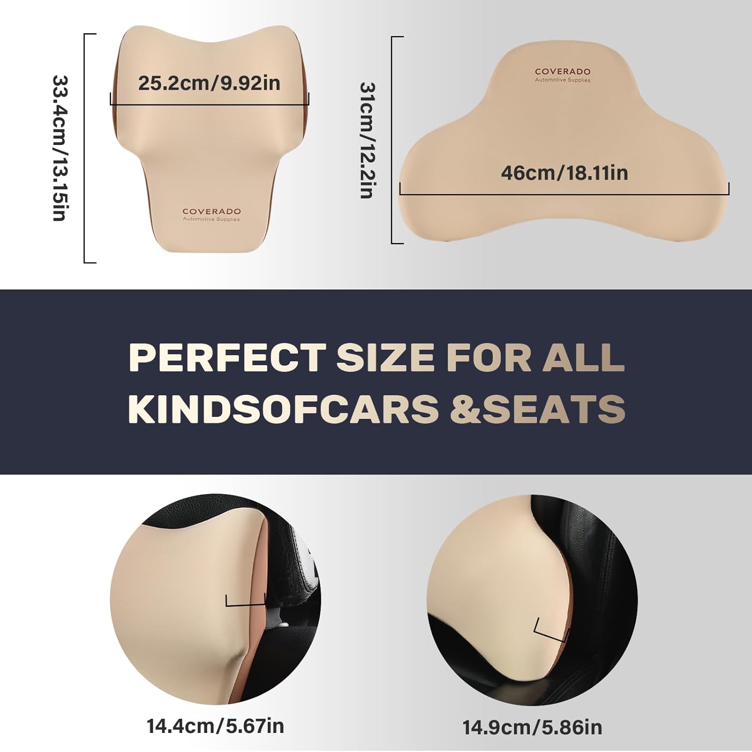 Coverado Lumbar Support and Headrest Pillow for Car, Memory Foam Ergonomic Head Neck Support Pillow for Driving Seat, Back Support and Pain Relief, Seat Cushion for Car, Driver, Office - Image 7