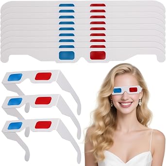balacoo 100 Pairs 3D Cardboard Glasses Anaglyph Paper Glasses for Movies Videos Cinema Viewing Universal Eyewear for Kids and Adults Assorted Color