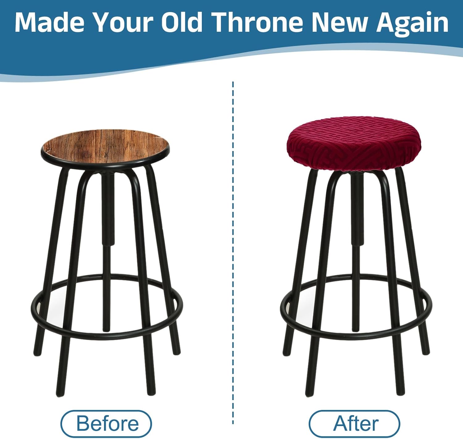 uxcell 4Pcs Bar Stool Covers Round, 12-14" Soft Elastic Circle Stool Seat Cushion Slipcover for Home Hotel Bar Restaurant, Dark Gray