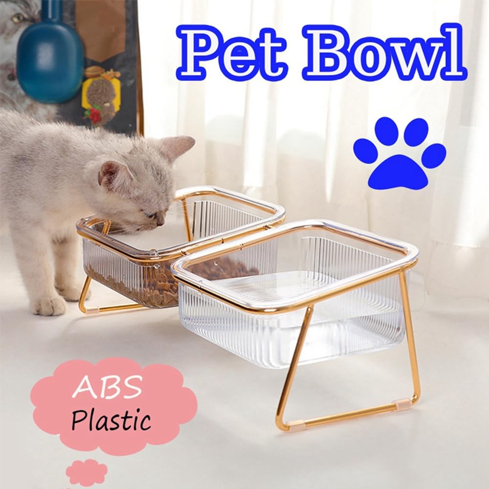 Amazon | Albapilix ペット用ダブルボウル 透明 ハイフット 猫用ボウル