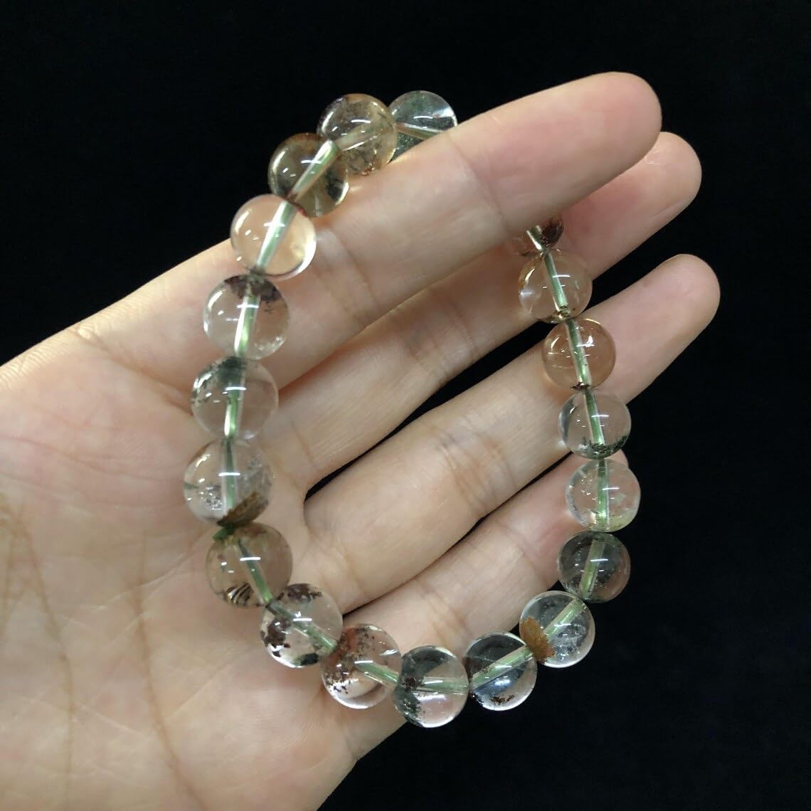 Braccialetto da giardino in quarzo fatto a mano con pietre semipreziose naturali da 10 mm, perline rotonde lisce ed elastiche, braccialetto bohémien, braccialetto per meditazione spirituale, bracciale