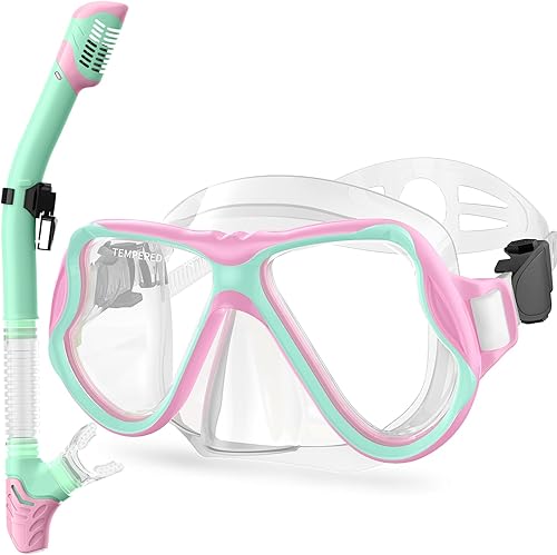 Miniatura 12 de Greatever Snorkeling Gear for Kids, Dry Snorkel Set Panoramic View Snorkel Mask, Anti-Fog Scuba Diving Mask for Kids Youth Age 6-14, Unisex Swimming