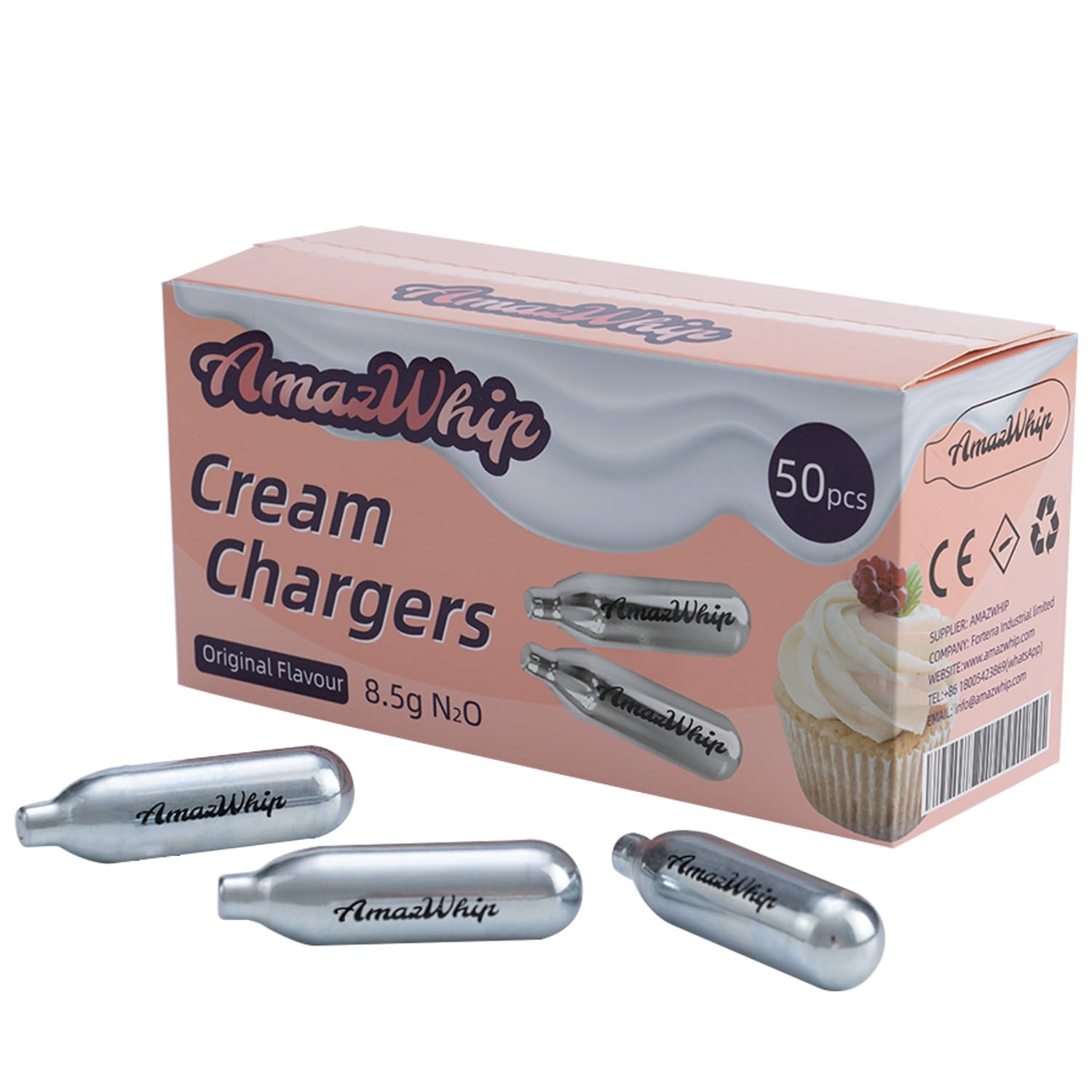 8.5g Cream Chargers, Whipped Cream Cartridge PACK OF 50 For Whip Cream Charger Dispensers (50 pack)