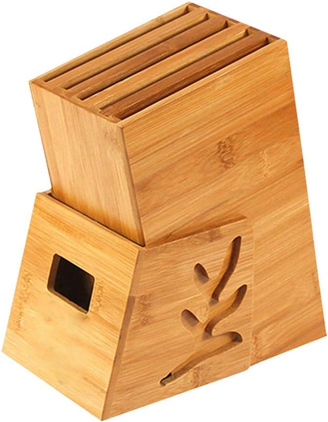 Knife Block Storage Stand Kitchen,Only Selling Cutter Holder,Bamboo -Universal with Slots Knives Organizer