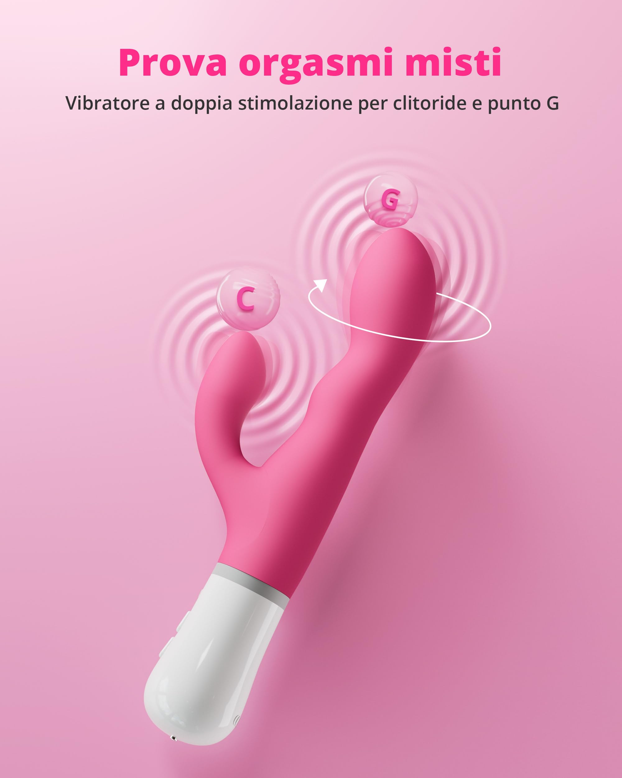 LOVENSE Nora Vibratori Rabbit, Vibratore per Donna, Potente Stimolatore con Testa Rotante e Braccio Vibrante, Ricaricabile e Impermeabile con Smartphone Wireless Bluetooth Control