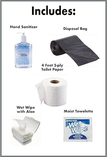 Miniatura 3 de Sh!t Kit - Paquete de baño portátil de viaje de un solo uso con papel higiénico de 2 capas (4 pies), bolsa de desecho, toallitas húmedas y