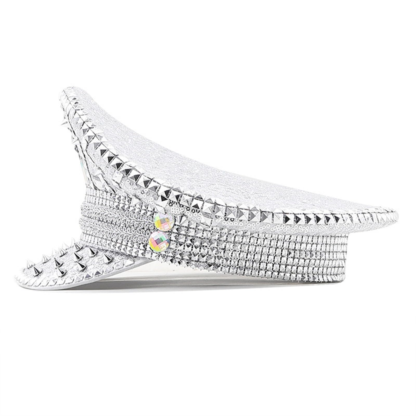 Chapeau haut-de-forme marin avec rivets cloutés à gros bords pour jeunes adultes fête à thème musique festival séance photo accessoires fête