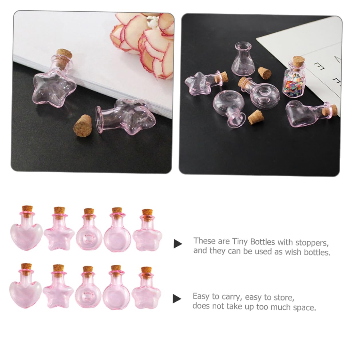 Amazon.co.jp: FUNOMOCYA 10個ミニ願い瓶 入り カラフル ガラス製