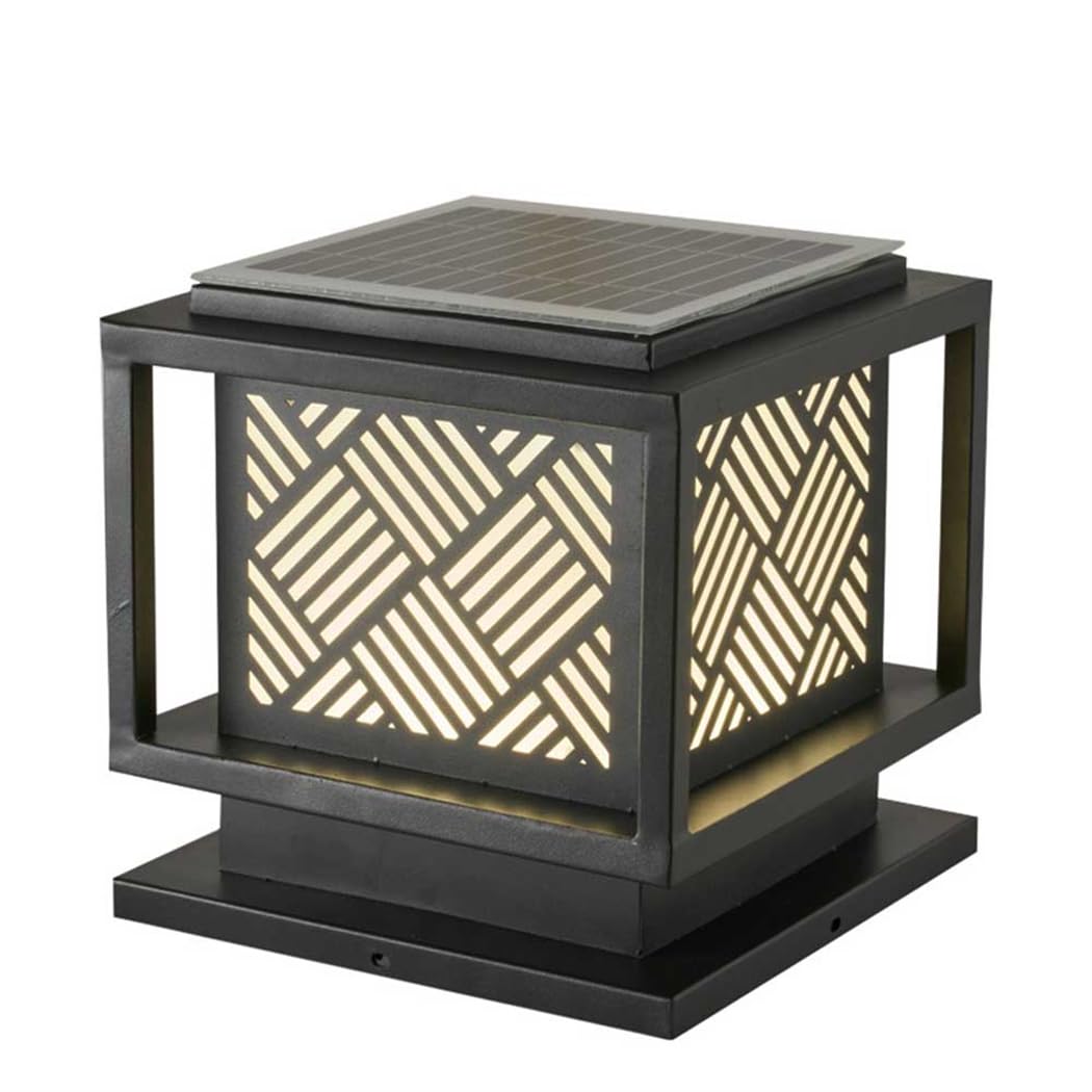 Lampe de jardin traditionnelle solaire et lampadaire sur pied noir