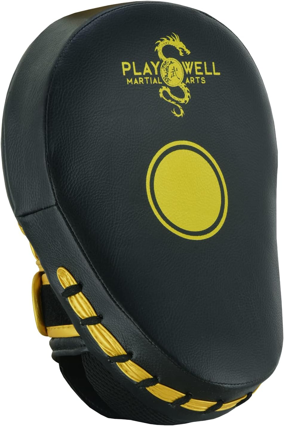 Playwell Premium Range: Rexine Leather Curved Target Focus Pads - Black/Gold