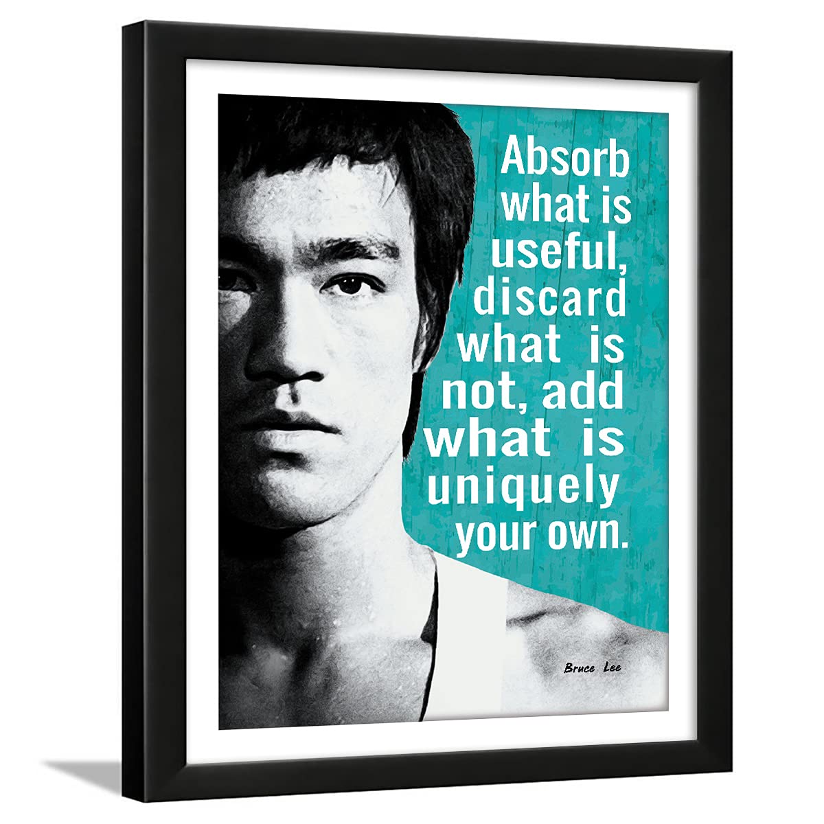 Chaka Chaundh - Bruce Lee Quotes Posters with Frame - Bruce Lee Wall Frame - Bruce Lee Posters Framed - Bruce Lee Photo Frame - (13.5 X 10.5 Inches) (lee Turquoise)