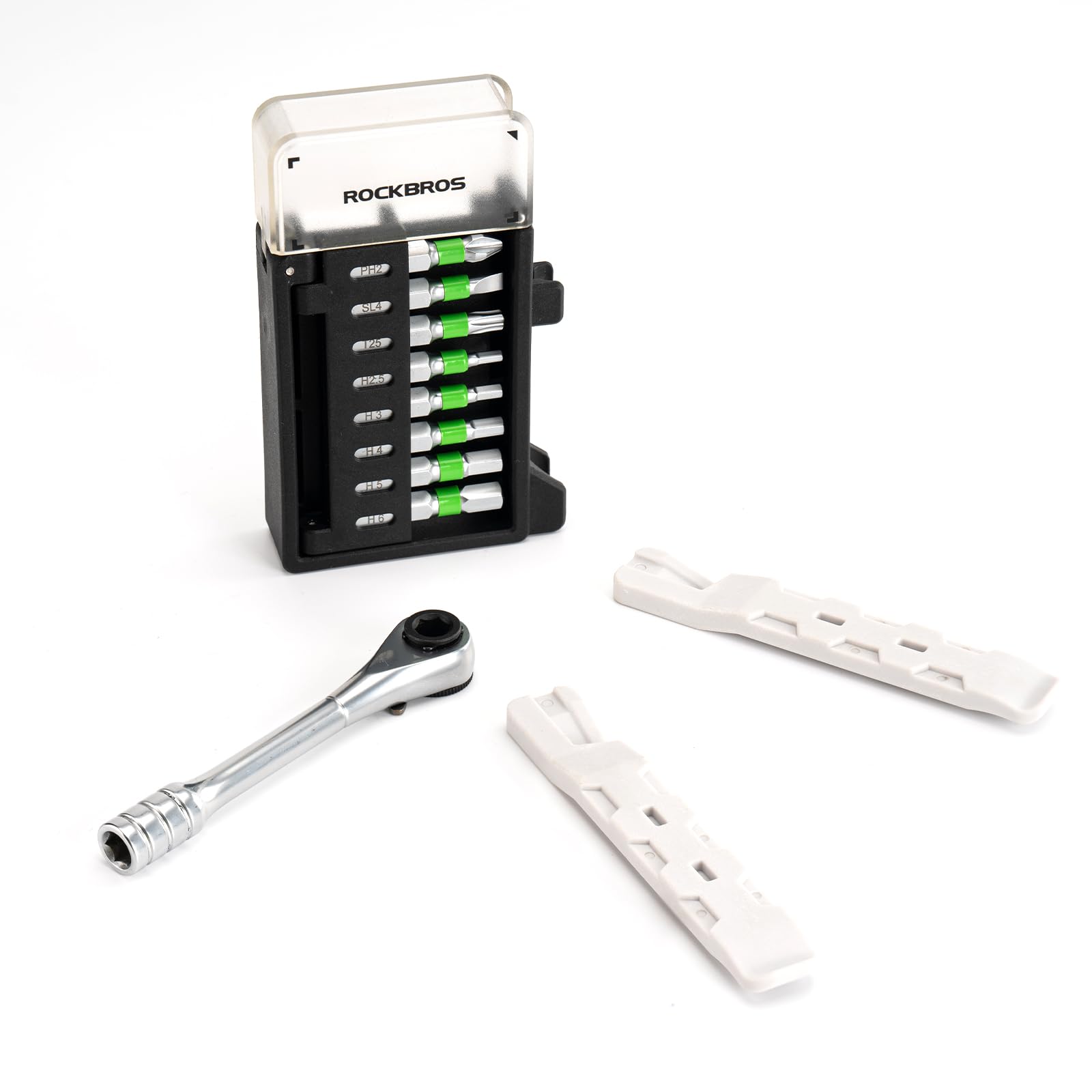 ROCKBROS Herramienta Multiusos para Bicicleta con Trinquete, Kit de Reparación 10 en 1 Compacto y Ligero para Bicicletas Carretera MTB Eléctricas