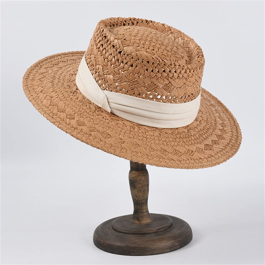 Sombrero de Panamá Tejido a Mano de Verano para Mujer, Sombrero de Copa cóncavo para Hombre, Sombrero con Visera para Vacaciones en la Playa, Sombrero de Playa