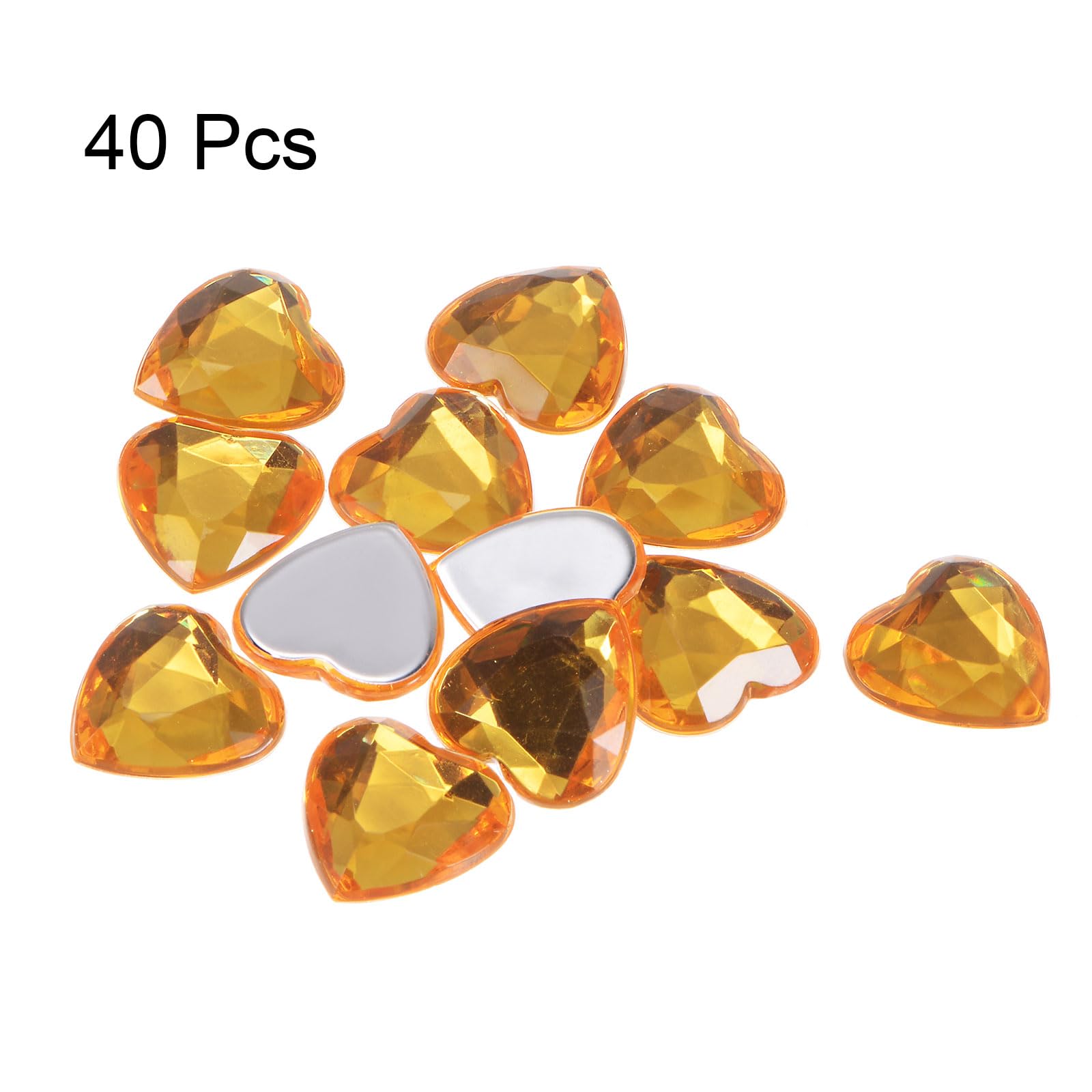 40 Stück Acryl Herz Strass – 15 Mm, Blau, Flache Rückseite Mit Klebepunkt, Für Basteln, Schmuck & Deko