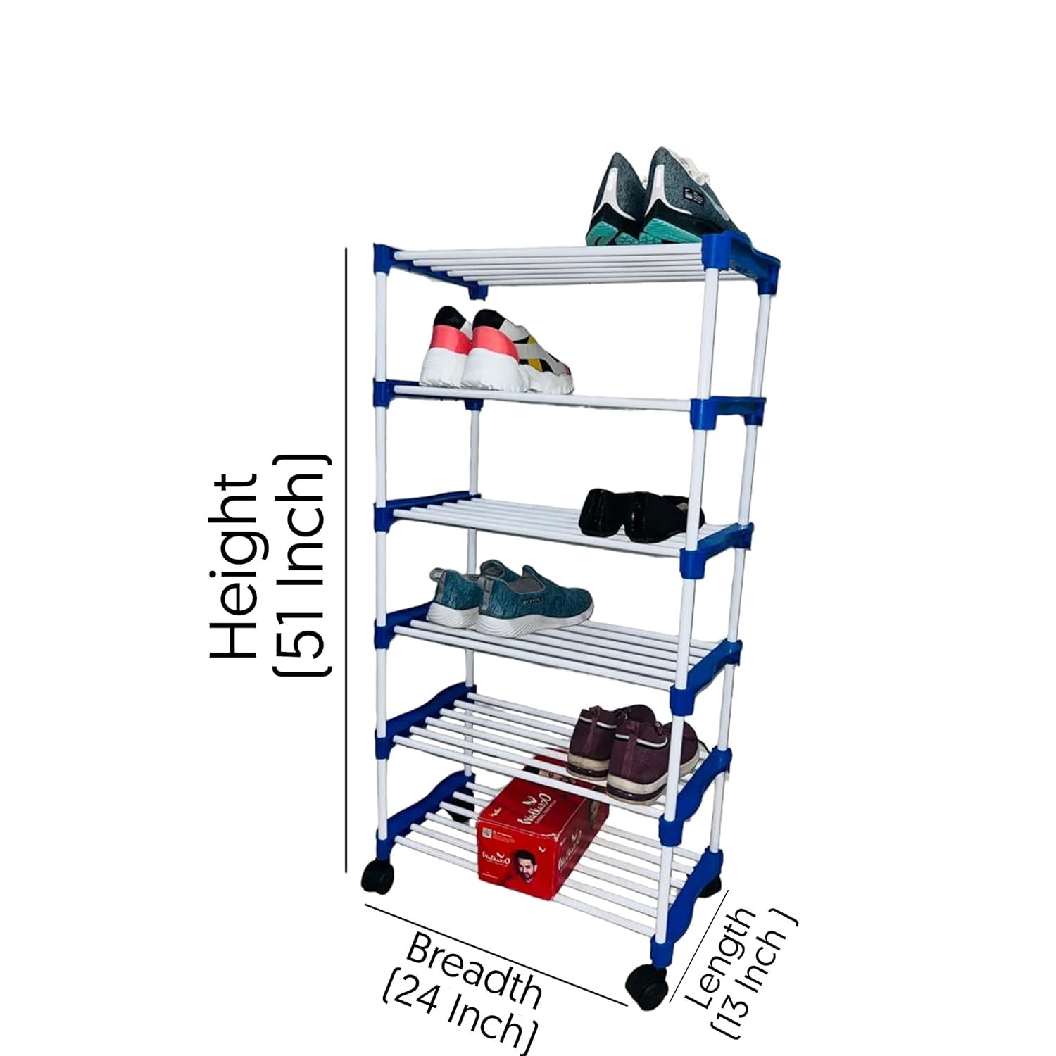 OBBO -foldable, Adjustable 6-Tier Shoe Rack - Durable Plastic & Metal Stand for Shoes, Bags, Toys & More - Easy Assembly, Space-Saving Design for Home Organization 1