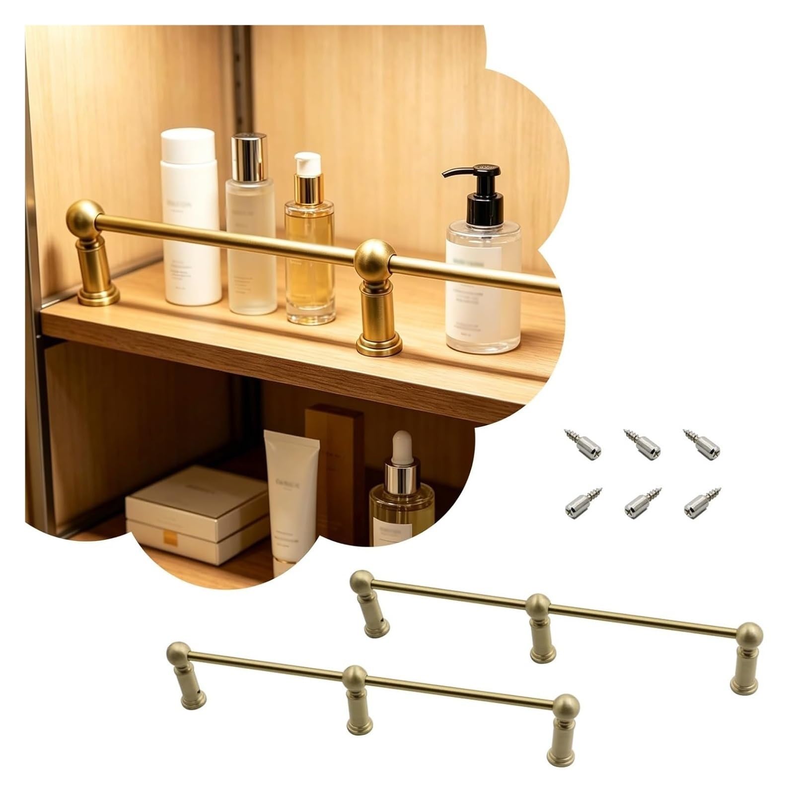 Tige de barrière en laiton pour étagère de salle de bain