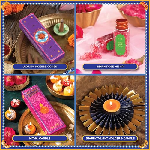 Image of Phool Happy Diwali Gift Box 2025 | Premium Festival Hamper with Incense, Diyas, Sweets, Dry Fruits, Decor & Candles | Diwali Pooja & Gifting Pack