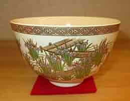 Amazon.co.jp: 込逢絢亭茶道具 茶碗 美濃焼 薩摩写 八ツ橋の図 宮地英