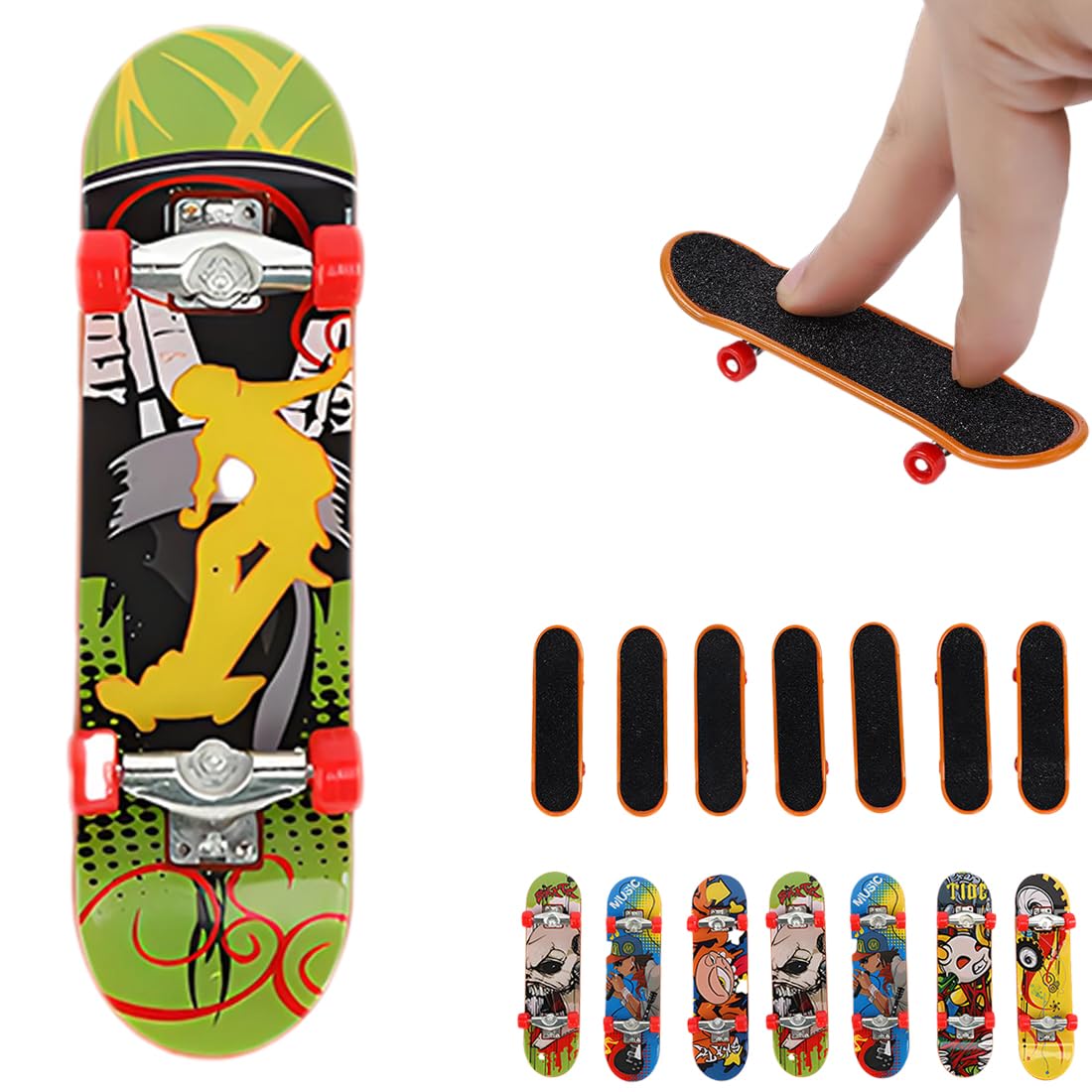 SJBAUTYO Finger Skateboards,8 Piezas Mini Finger Skate Profesionales Mini Diapasón Monopatines para Dedos Fingerboards Juguete Skatepark Regalo Creativo de Juegos Deportivos para Niños