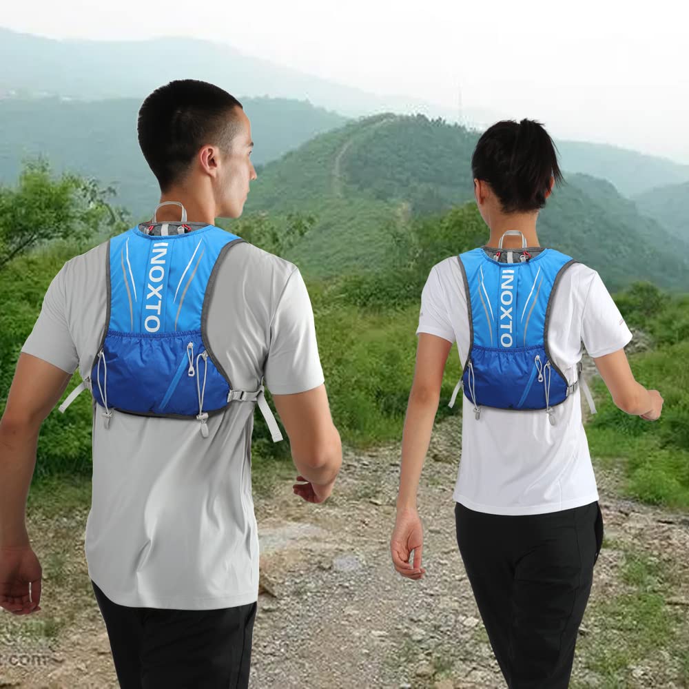 IX INOXTO Gilet da corsa per idratazione per uomo e donna zaino da acqua per corsa, 3 l, per corsa, corsa, corsa, maratona, escursionismo, blu
