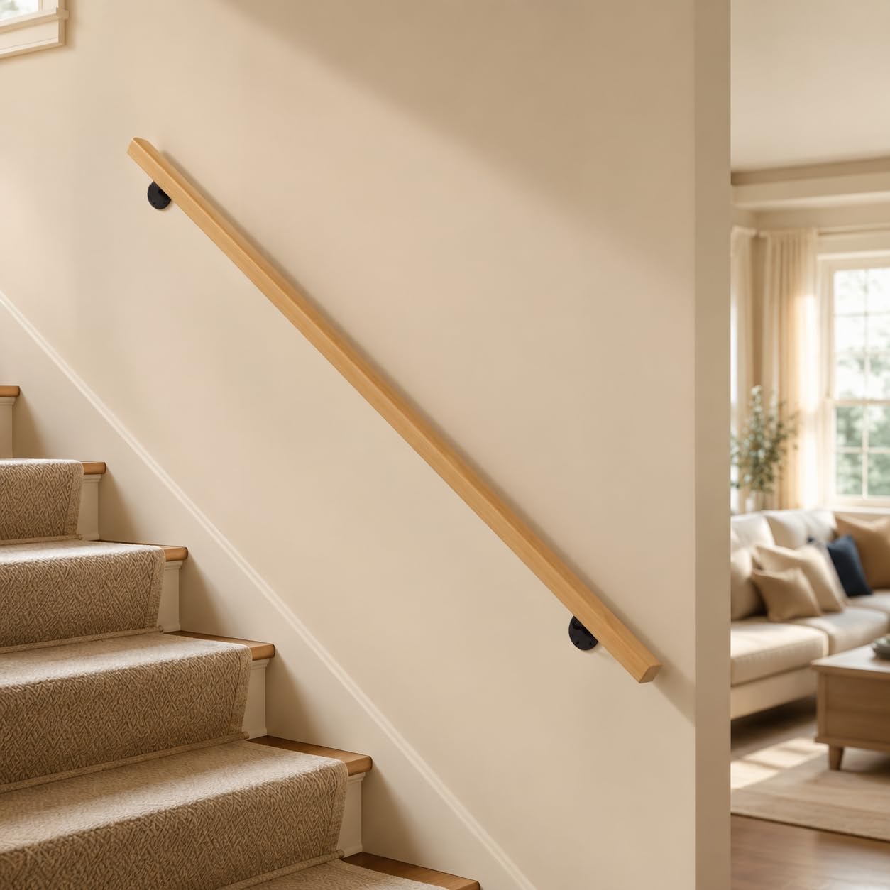 NAIZY Handlauf Buche Holz Treppengeländer Innen 300cm Geländer Treppe