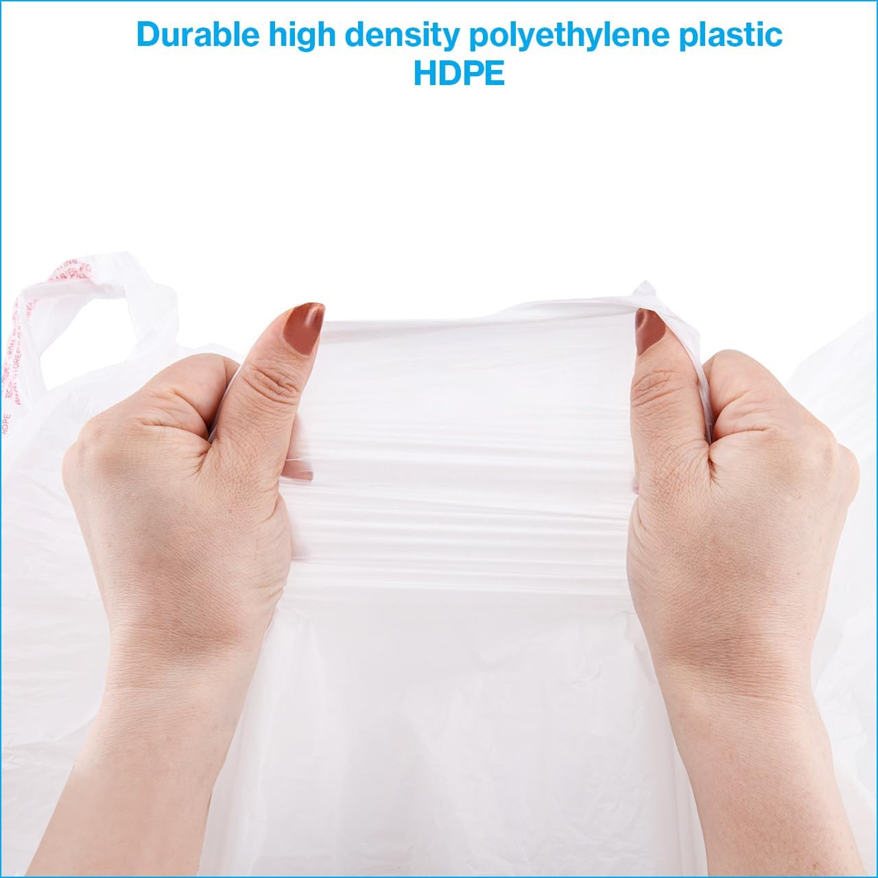 SSWBasics Large White Plastic T-Shirt Shopping Bags (Case of 500) - 18" x 8" x 30” - Perfect for Restaurant, Retail, Grocery, Takeout - Made of High Density Polyethylene Plastic (HDPE) - Image 3