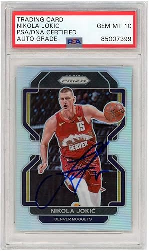 Nikola Jokic 2021-22 Panini Prizm Silver Autograph Card #32 PSADNA 10