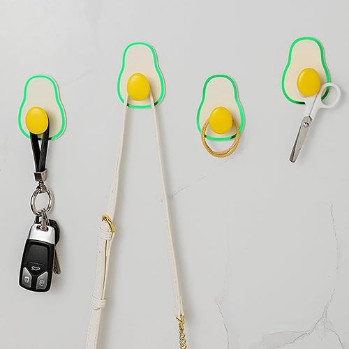 Miniatura 5 de GYORI Bonitos ganchos de pared adhesivos en forma de aguacate, ganchos extraíbles autoadhesivos sin perforaciones para toallas, abrigos, sombreros y