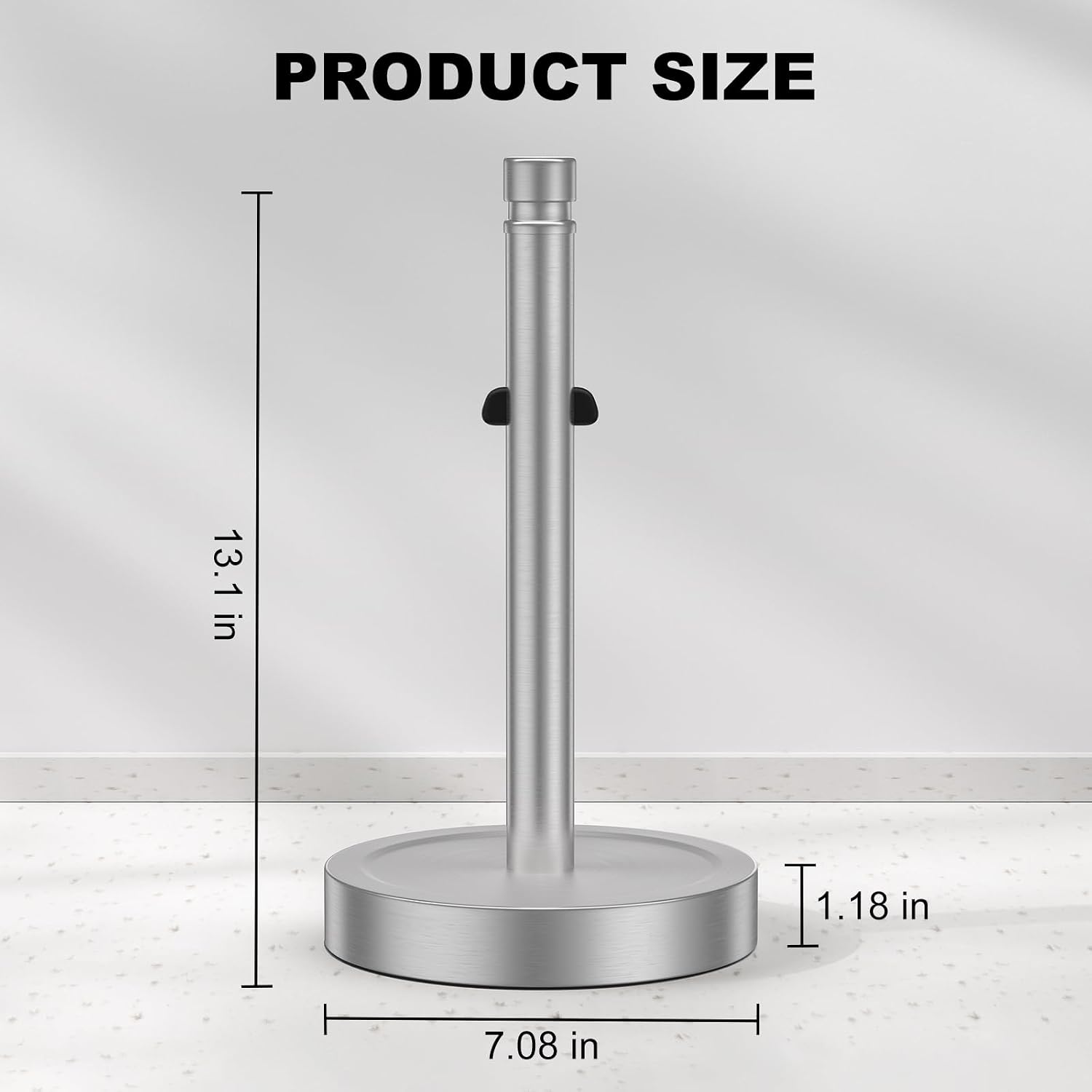 Nickel Paper Towel Holder Countertop,One-Handed Tear, Stainless Steel, Weighted Base Paper Towel Roll Holder Stand,Paper Towel Dispenser for Kitchen Bathroom,Non Slip