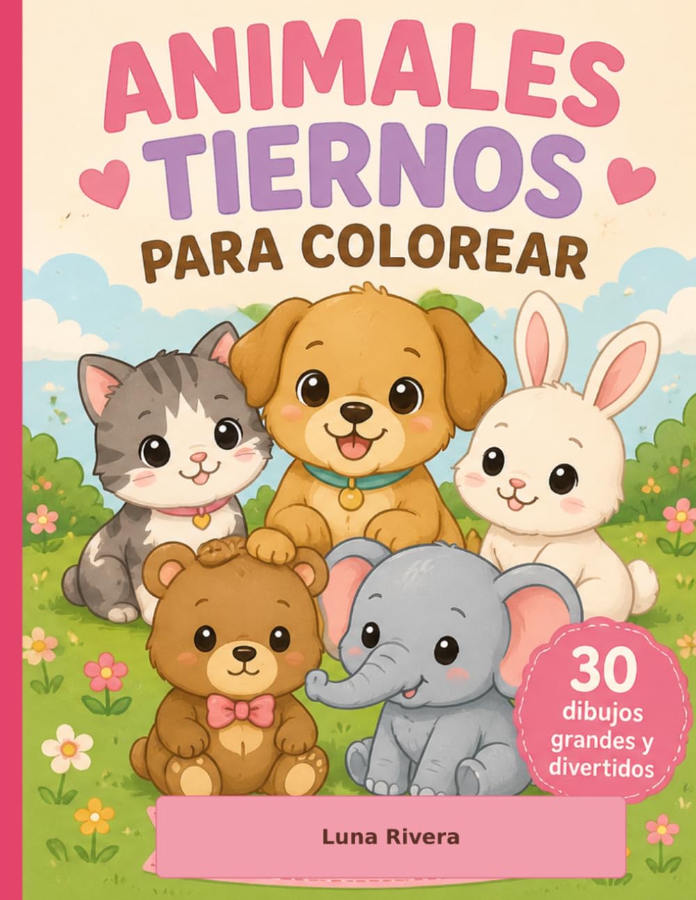 Animales tiernos para colorear: Divertido libro de dibujos para niños