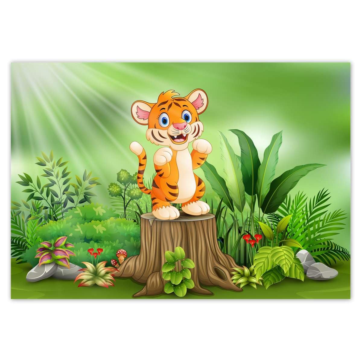 Papier peint intissé motif tigre joyeux H10499M revêtement mural premium
