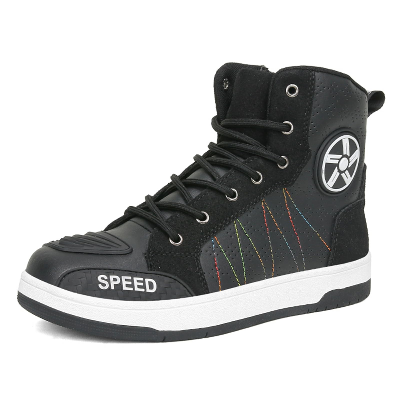Botas De Motocicleta Hombre Zapatos Informales para Montar En La Calle Cremallera Lateral Ligeros para Viajes Al Aire Libre Botines Informales