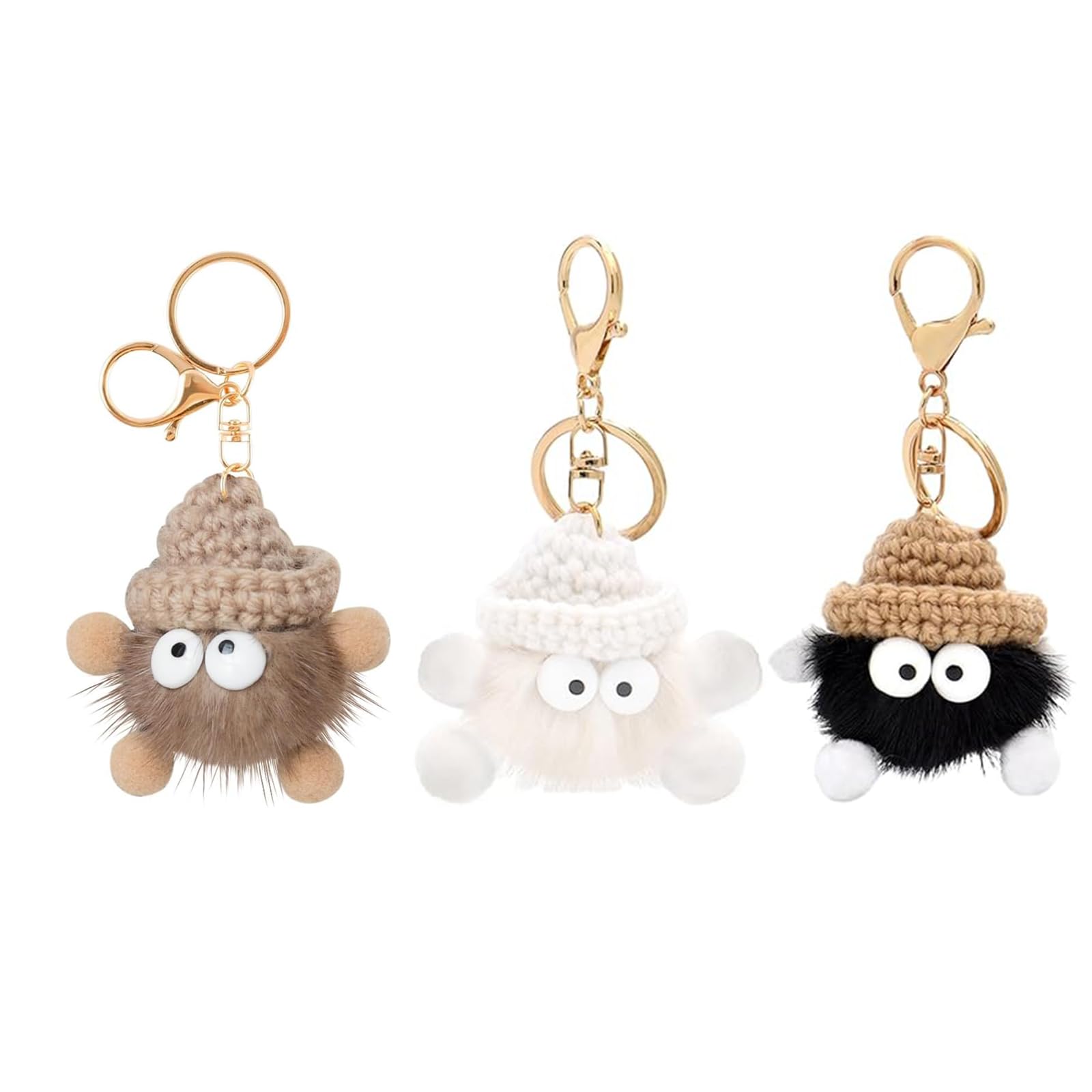 EXQUIMA3 PCS Fluffy Keyring, Plush Pendant Keychain, Bag Charms for Womens Handbags, Soft Pom Pom Keychain Fuzzy Keychain Accessories for Car Backpack Handbag Purse Pendant Keyring Gift for Women Girls